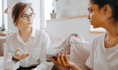 Counsellor talking to a patient