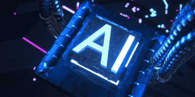 A computer chip with AI written on it