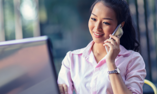 Admin assistant on the phone
