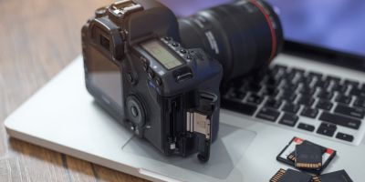 A digital camera with several memory cards
